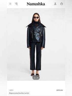 Nanushka Ado Black Regenerated Leather Cropped Biker Jacket - NWT ($995)